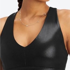 Fabletics On The Go MIDI Medium Impact Sports Bra in Black Foil